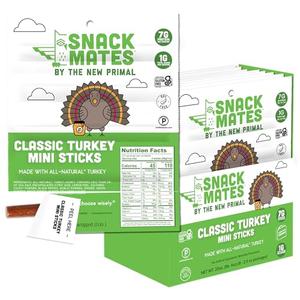 New Primal Snack Mates Turkey Sticks, Gluten Free Healthy Snacks for Kids, Low Sugar High Protein Back to School Snacks, Mini Paleo Jerky Meat Stick, 7g Protein, 45 Calories, 40 Pack
