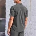 COOFANDY Men's 2 Piece Short Set Cuban Guayabera Shirts Short Sleeve Casual Beach Outfits Set (M)