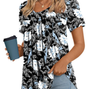 LONGYUAN Womens Tunic Tops 2025 Short Sleeve Shirts Summer Casual Tee Comfy Blouses, 3XL
