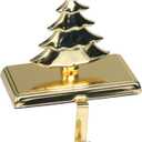 Amooca Christmas Stocking Holders Non-Slip Metal Hooks Fireplace Mantle Stocking Hanger for Christmas Party Decorations (Christmas Deer Gold, 1 Pack)