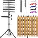 Hemndic Braiding Hair Rack with Tray, 2-sided 144 Pegs, Heavy Duty Braiding Rack Stand for Hair, Height Adjustable Standing Hair Extension Holder with Storage Bag & Braiding Accessories