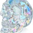 HDCRYSTALGIFTS 3'' Crystal Human Skull Head Statues Halloween Decor Glass Skull Figurines Sculpture for Home Decor,Colorful Skull