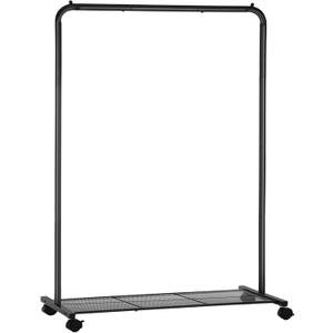 SONGMICS Clothes Rack with Wheels, Clothing Rack for Hanging Clothes, 25.4 mm Metal Garment Rack with Dense Mesh Storage Shelf, 110 lb Load Capacity, 2 Brakes, Black UHSR25BK
