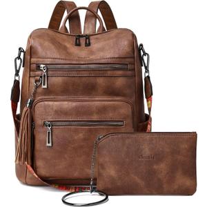 Shrrie Backpack Purse for Women Leather Backpack Fashion Designer Travel Backpack Convertible Shoulder Bag (1-1-two-toned Brown)