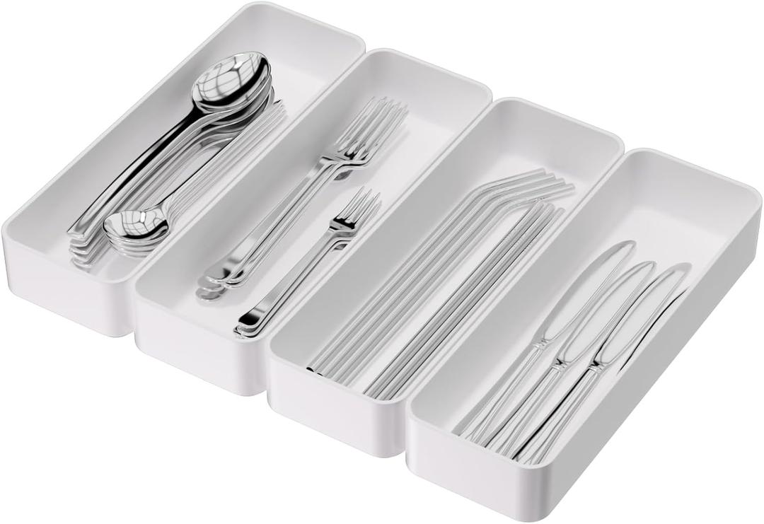 CHANCETSUI Stackable Utensil Organizer For Kitchen Flatware: Plastic Kitchen Cutlery Holder Trays, Cooking Silverware Storage For Drawer, Cabinets, Countertops Supplies