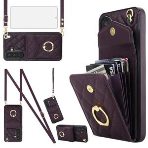 Asuwish Phone Case for Samsung Galaxy A17/A26 5G Wallet Cell Cover with Tempered Glass Screen Protector Wrist Strap Ring Stand RFID Blocking Card Holder A 17 26 17A 26A 4G Women Men Girls Dark Purple