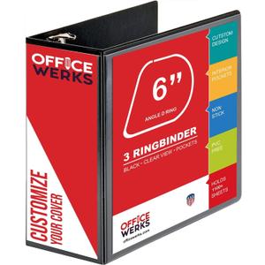 6 Inch 3 Ring Binder with Locking Angle D Rings, Professional Heavy Duty Large Storage Binder with Pockets, Fits 8.5 x 11 Inch Sheets, Non-Stick Clear View Cover, Customizable, Black