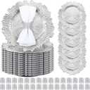 50 Sets Silver Reef Charger Plates Bulk with Napkin Rings Include 13" Round Chargers for Dinner Plates and Mesh Diamonds Napkin Rings for Table Setting, Wedding Party
