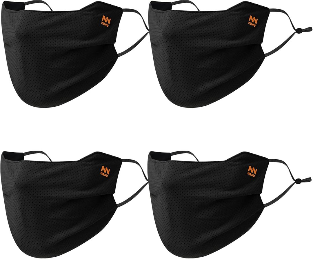 Summer UV Face Mask Breathable Washable Sun Protection Face Shield for Cycling Running Riding Hiking (Black 4pcs)