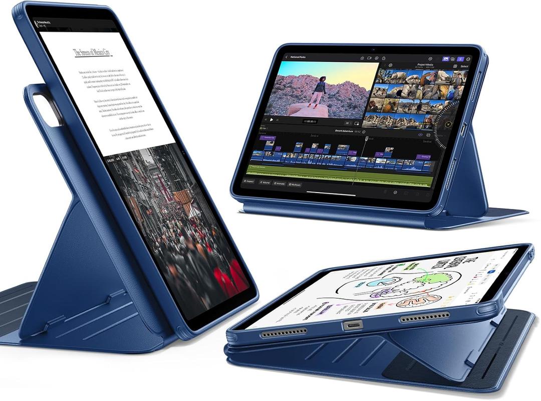 ESR for iPad Air 11 Inch Case M4/M3/M2 (2026/2025/2024), iPad Air 5th/4th Gen Case (2022/2020) 10.9 Inch, Removable Magnetic Cover, Adjustable Portrait/Landscape Stand, 9 Standing Angles, Blue