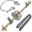 GXYWADY 44.25in Go Kart Rear Axle Shaft Kit with Chain Sprocket Brake Disc Pillow Block Wheel Hub Chain Brake Master Cylinder Caliper Replacement for Go Kart ATV Quad Trikes Golf Carts