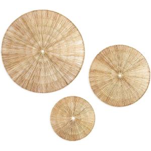 PEMAR Handwoven Jute Wall Hanging Baskets, Set of 3 Round Woven Wall Decor (22", 19", 15"), Decorative Wall Accents for Living Room, Bedroom and Entryway