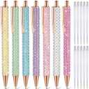 Sherr 7 Pcs Fancy Pens for Women Cute Sparkly Glitter Pens with 10 Pcs Black Ink Refills Pretty Gifts for Girls Office School Christmas Graduation(Pearl)