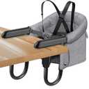 Hook On Chair,Folding Fast Table Chair with Storage Bag,Clip On Portable Highchair for Baby Attaches to Table,Baby Toddler Feeding Seat,Washable&for Home and Travel,with 5 Point Safety Harness. (Grey)
