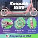 Skidee Adult & Teen Scooter Adjustable Height, Folding, Large Wheels, Lightweight, Durable, Anti-Shock Suspension, Up to 220 lbs, Color: Queen