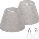 Lamp Shades for Table Lamps, Gray Lamp Shades Set of 2, 5.5" Top x 10" Bottom x 6.6" High, Natural Linen Lamp Shades for Floor Lamps Bedside Lamps, Spider, Bulb Clip Adapters Included