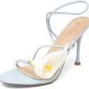 NEWBELLA Women’s Floral Stiletto Sandals Calla Lily Flower Heels Open Toe Dress Sandals Ankle Strap High Heels for Wedding Party Prom Summer Dress Shoes