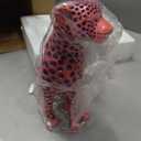 Quoowiit Statues for Home Decor, Modern Sculptures and Statues Decorations for Living Room, Bedroom, Table, Bookshelf, White Resin Leopard Art Decorative Sculpture with Black Polka Dots Design, 4.17 X 8.27 X 10.24 Inches