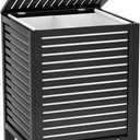 Homykic Bamboo Laundry Hamper with Lid, 120L Large Clothes Laundry Sorter with Removable 2-Section Liner Bag, Raised Laundry Basket Organizer for Clothing, Bathroom, Bedroom, Laundry Room, Black, 17.7" X 17.7" X 25"