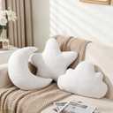 Cumule 3 Pcs Cloud Moon Star Throw Pillows 16 Inch White Soft Plush Pillow White Boho Nursery Decor for Couch Bed Sofa, Kids Room & Bedroom Aesthetic Decor