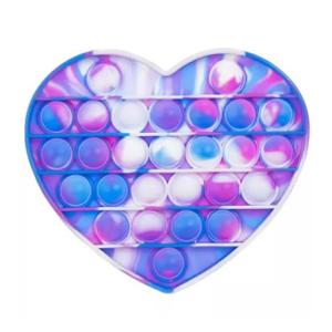 Tie-Dye Heart Pop Fidget Toy with Funky Blue, Pink, and White Tie-Dye Colors Soft Rubber Toy Sensory Fidget Toy, 12 Pcs