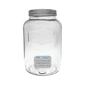 ICE N COLD Large Glass Jar - Clear Wide Mouth Container for Storage, Kitchen, Pantry, and Laundry (1-Gallon | 4-Liter)
