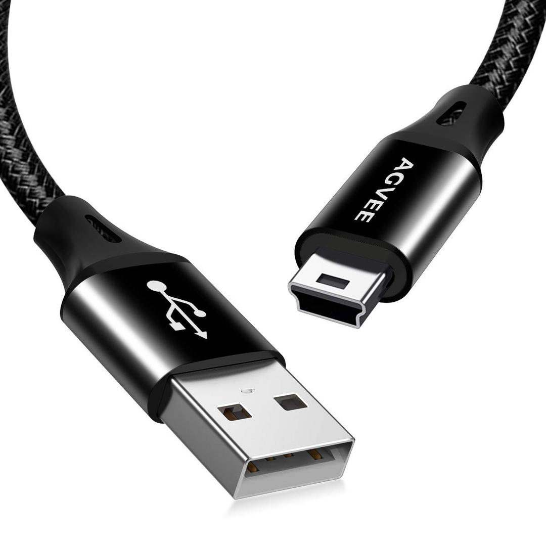 AGVEE 2 Pack 6ft Replacement for Garmin Nuvi GPS Charger Data Cable Gpsmap Charging Cord, TI84 Plus/CE/C Silver, Blue Yeti USB Microphone/Pro Mic, for Canon IFC400PCU/300PCU/200U, Black