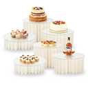 Wdpqyy 6 Pack Foldable Buffet Risers, Cardboard Cylinder Stands Food Display Risers with Acrylic Plates, Cake Cupcake Stands for Buffet Table, Dessert Table, Party Wedding Birthday Decor (White)