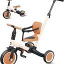 newyoo 5-in-1 Tricycle Bike for Ages 1+ with Push Bar for Children Ages 1, 2, 3 Years Old, with Removable Pedals and Adjustable Seat, Dark Grey