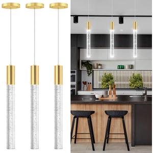 3 Packs Pendant Lights for Kitchen Island Independent LED Light Modern Dimmable Lights Pendant Lighting Fixtures for Dining Room Bedroom Hanging Light Gold