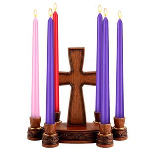 Nuanchu 6 Pcs Lenten Taper Candle Set Easter Holy Week Candle Purple Pink Red 10 Inch Lent Colorful Velas De for Easter Devotional Church Home Decoration Party Supplies, Wooden Holder Not Included