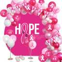 128 Pieces Breast Cancer Awareness Decorations Balloons Arch Kit Includes Latex Balloons with Pink Ribbons Balloons for Pink Ribbon Party Decoration Supplies