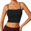 Women's Sexy Adjustable Spaghetti Strap Basic Cami Camisole Double Layer Tank Crop Tops Black X-Large (Black, XL)