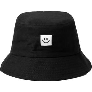 Bucket Hat Beach Sun Hat Aesthetic Fishing Hat for Women Men (US, Alpha, One Size, Black)