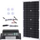 Pilipane 250W Solar Battery Charger Maintainer with 10A Char ge Controller, Monocrystalline Solar Panel Kit for 12V Battery of Car Boat Tractor Trailer RV Generator Shed Fence