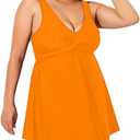 Sovoyontee Women Plus Size Tankini Swimsuit Two Piece Flowy Swimdress Tummy Control Bathing Suits Twist Front Swimwear, XL