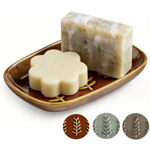 Miamolo Soap Dish for Shower, Bar Soap Holder with Raised Ridges, Non-Stick | Ceramic Soap Saver, Ideal for Counter & Countertop | Versatile Tray for Sponges, Jewelry & Brush | Easy Cleaning, Dark Brown