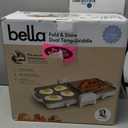 Bella 10"x 20" Ceramic Fold-n-Store Dual Temp Griddle, Fits-anywhere Kitchenware, EverGood Ceramic Nonstick Coating, 2 Temperature Zones up to 400F, Dishwasher Safe Drip Tray, 1500 Watt, Oatmilk