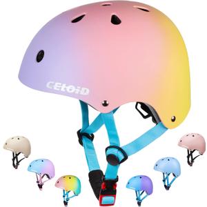 CELOID Kids Bike Helmet,Toddler Skateboard Helmets for Ages 2-3-5-8-14 Years Boys Girls，Adjustable Multi-Sport Bicycle Skateboarding Football Roller Skating Scooter Rollerblade Balance Bike Helmet Pink, XS