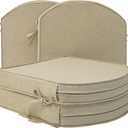 Outdoor Chair Cushions, Fade-Resistant & Water-Resistant, D Shaped Patio Furniture Seat Chair Pads Replacement with Ties, Non-Slip Bottom, Removable Cover, Set of 4, 17 x 16 Inch, Natural