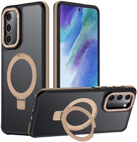 Mondelete for Samsung Galaxy S21 FE Case, Magnetic Adjustable Ring Stand [Fit for Magsafe], [Military-Grade Shockproof Protection] Phone Case with Kickstand&Ring Holder (Desert Gold)