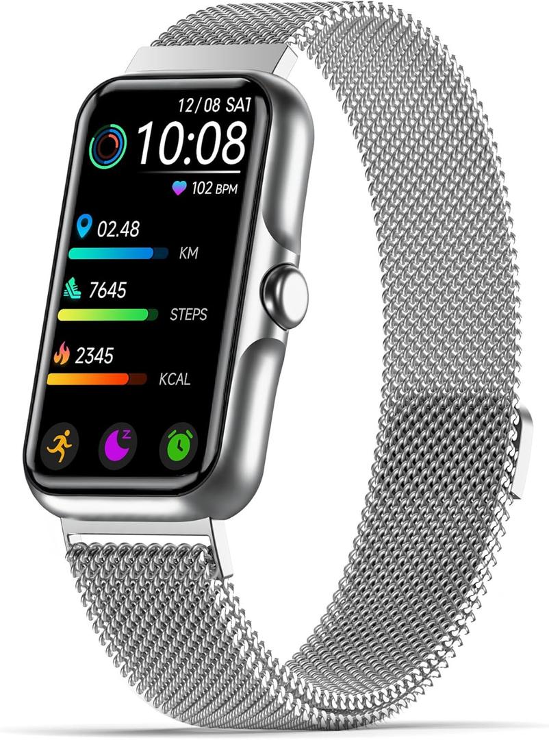 Health Fitness Tracker, Smart Watch with 24/7 Heart Rate and Blood Oxygen Monitor, Sleep Tracker with IP68 Waterproof, Activity Tracker Pedometer Step Counter for Women Men (Silver)