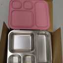 Elk and Friends Kids Stainless Steel Bento Box with Silicone Lid | Leak-proof | Toddler Lunch Container | 4 Compartments | Dishwasher Safe (Blush)