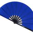 STHUAHE Large Folding Fans Rave Hand Clap Fan Popping Fan for Line Dancing, Big Foldable Clacking Fans for Dance Festival, Dancing, Performance (Blue)