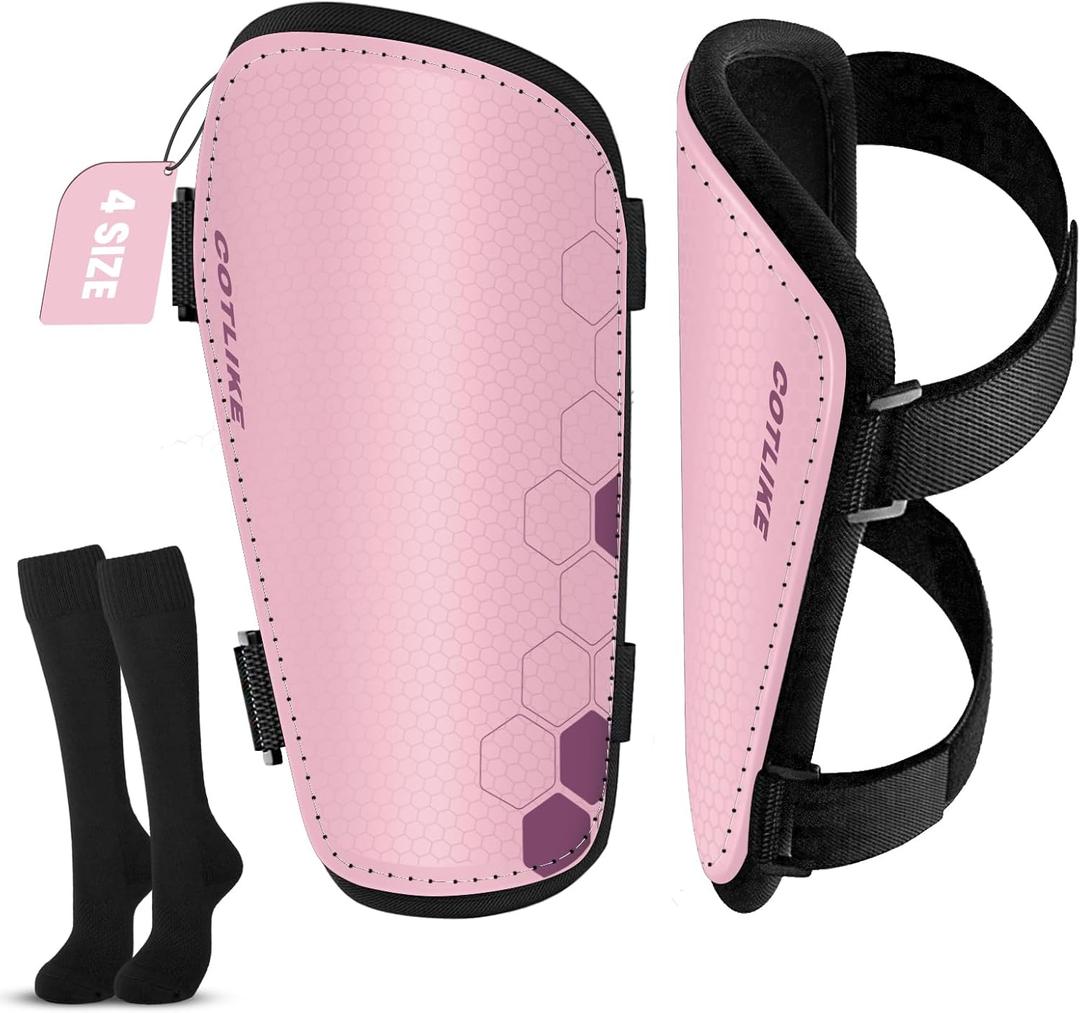 Soccer Shin Guards for Kids Youth Toddler, Shin Defender Shin Guards and Long Soccer Socks for Adults Boys Girls, Shin Pads & Sleeves Equipment - Football Gear for Children (X-Small)