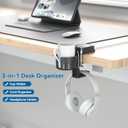 2 x KDD 3 in 1 Headphone Hanger with Cup Holder - Rotatable Headset Hook & Desk Cord Organizer - Suitable for Coffee Mups, Water Cups, Headphone, Charging Cables, Home & Office