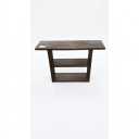 63-inch console table with a U-shaped base, rustic brown wood finish, and 3 tier storage Size 47x15x31