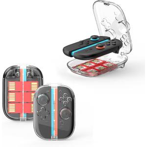 DLseego Storage Case for Switch 2 Handle, Transparent Sturdy Carrying Holder Waterproof and Dust-Proof Protective Portable Travel Box Fit Storage Shell with 6 Game Card Slots, PC - Crystal Clear