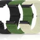 Compatible with 16mm 18mm 19mm 20mm 22mm Watch Bands Quick Release Replacement Wristband,Adjustable Stretchy Nylon Solo Loop Straps Fabric Braided Sport Elastic Bands for Men Women (Black+Army Green+Beige)