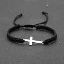 JAYUMO 1Pcs Premium Handmade Matching Cross Braided Bracelets for Men Women Couples Brothers - Adjustable Cross Charm, Symbol of Love Friendship